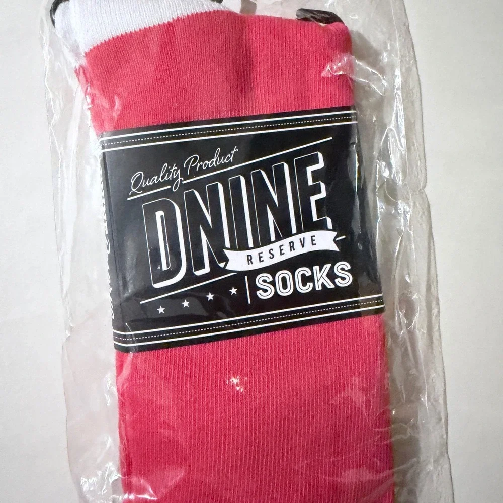 Dnine Reserve Red White Graphic Crew Socks Fashionably Medicated Lifestyle NEW